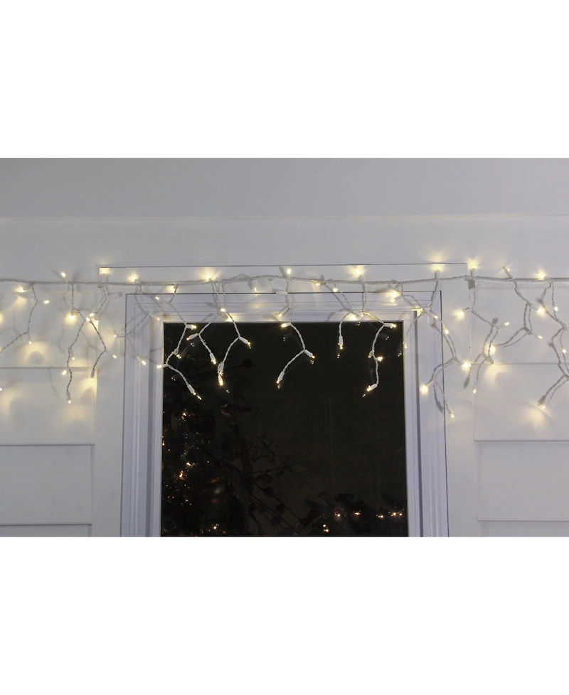 Northlight Set of 100 Warm White Led Wide Angle Icicle Christmas Lights - White Wire