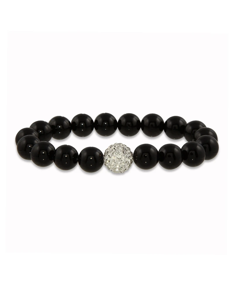 Macy's Black Imitation Pearl with a Crystal Stretchy Bracelet