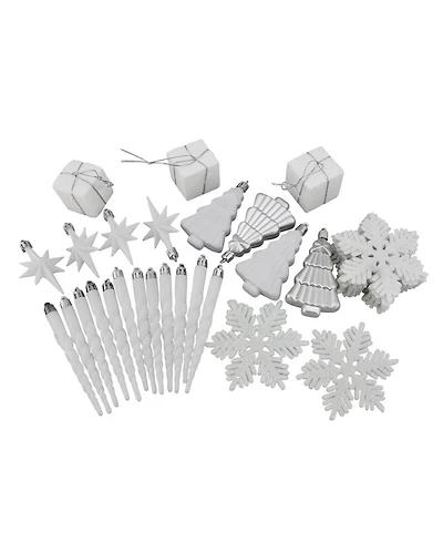 Northlight 125ct Winter White and Silver Splendor Shatterproof 4-Finish Christmas Ornaments