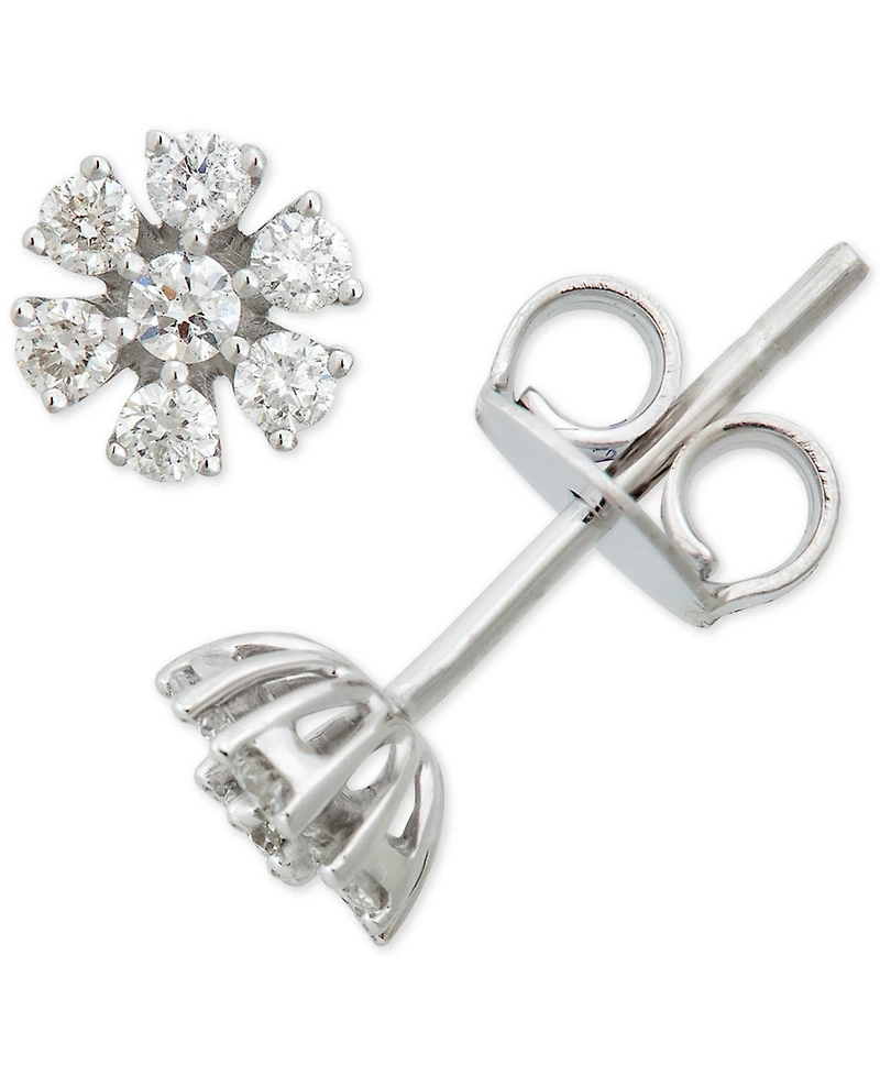 Diamond Floral Starburst Stud Earrings (1/3 ct. t.w.) in 14k White Gold