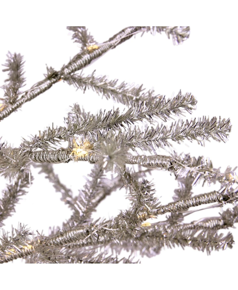 Northlight 3' Pre-Lit Silver Tinsel Twig Artificial Christmas Tree - Clear Led Lights