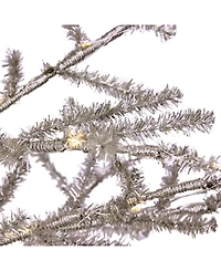Northlight 3' Pre-Lit Silver Tinsel Twig Artificial Christmas Tree - Clear Led Lights