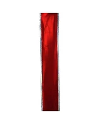 Northlight Shimmery Red and Silver Horizontal Wired Christmas Craft Ribbon 2.5" x 10 Yards