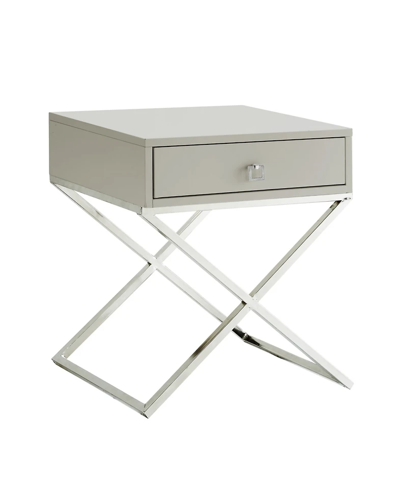 Inspired Home Gekko Lacquer Nightstand with Metal X-Legs
