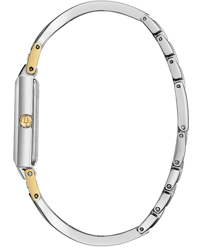 Bulova Women's Classic Diamond Accent Two-Tone Stainless Steel Bangle Bracelet Watch 28x33mm
