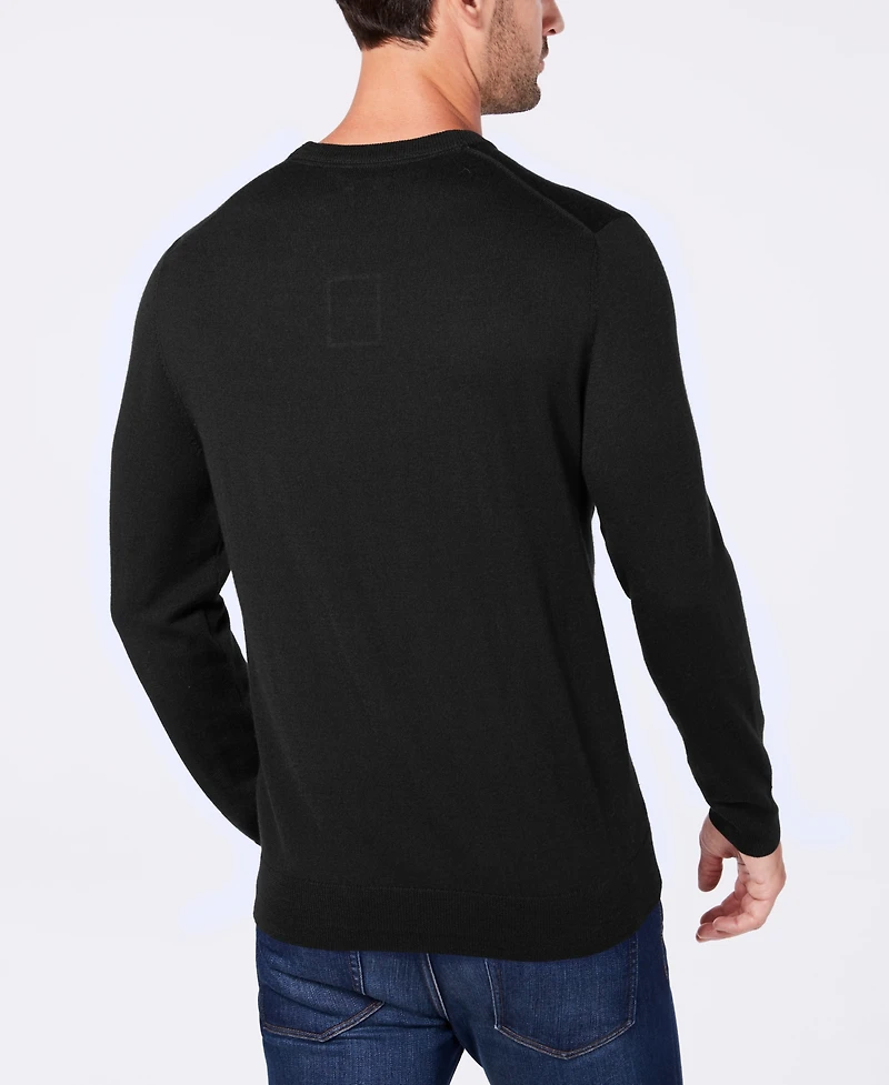 Club Room Men's Solid Crew Neck Merino Wool Blend Sweater, Created for Macy's