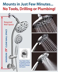AquaDance 28-inch Drill-Free Stainless Steel Slide Bar Combo Shower Head