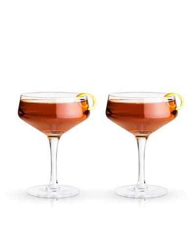 Viski Raye Angled Crystal Coupe Glasses Set of 2, 7 Oz