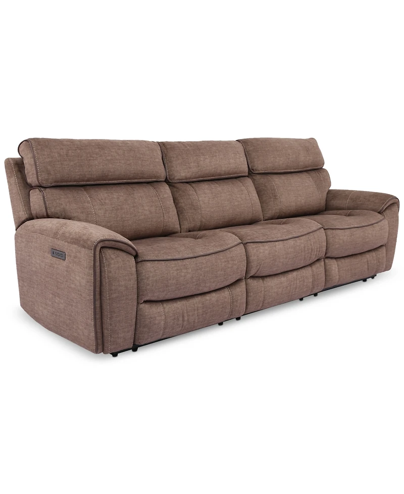 Closeout! Hutchenson 3-Pc. Fabric Sectional with 3 Power Recliners and Power Headrests