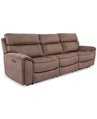 Closeout! Hutchenson 3-Pc. Fabric Sectional with 3 Power Recliners and Power Headrests