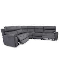 Closeout! Hutchenson 5-Pc. Fabric Sectional with 2 Power Recliners and Power Headrests