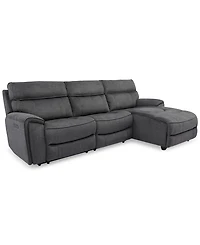 Closeout! Hutchenson 3-Pc. Fabric Chaise Sectional with Power Recliner and Headrest