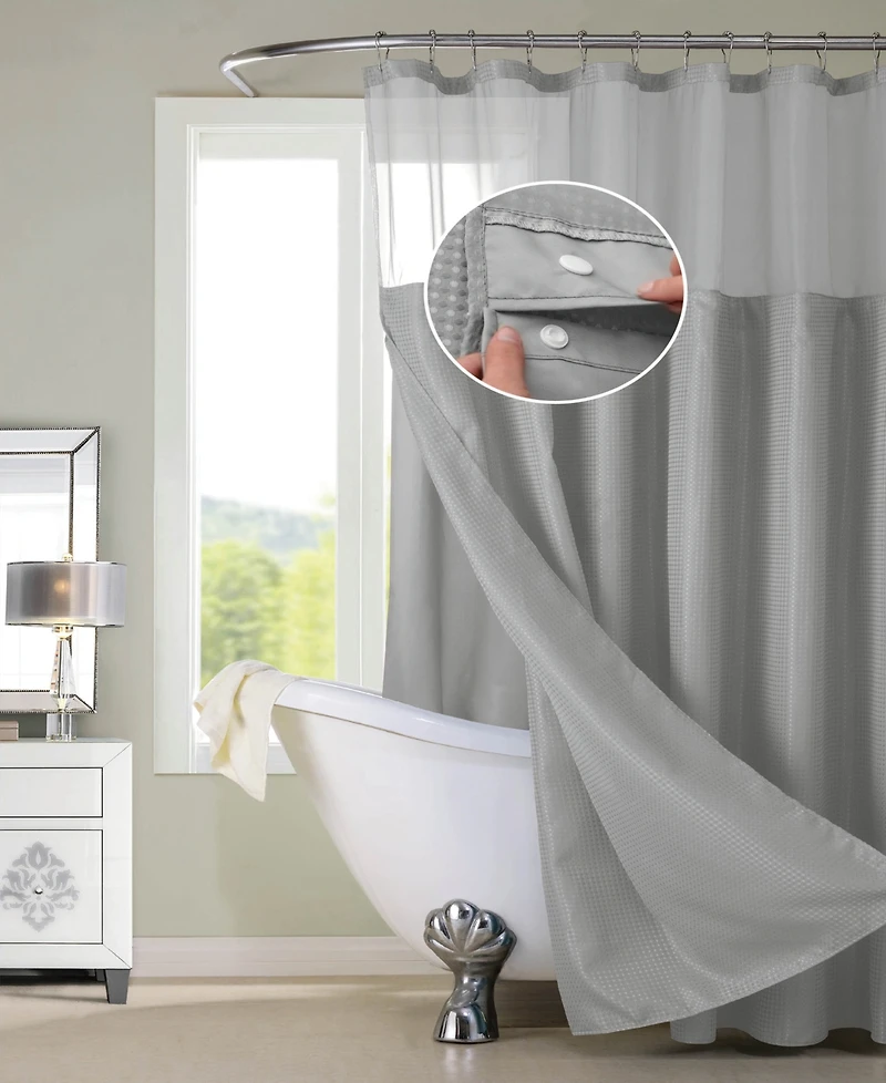 Spa 251 Waffle Complete Shower Curtain With Detachable Liner, 70" x 72"