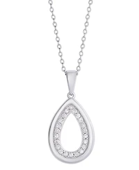 Diamond 1/3 ct. t.w. Teardrop Outline Pendant Necklace in Sterling Silver