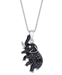 Black and White Diamond 1/10 ct. t.w. Elephant Pendant Necklace in Sterling Silver