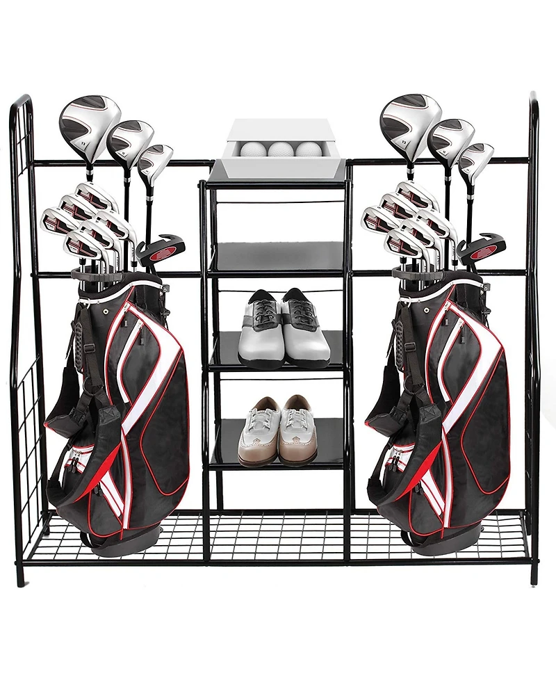 Golf Bag Sports Dual Golf Storage Organizer - Golf Organizer Rack for Indoor & Outdoor - Large Capacity Garage Sports Equipment Organizer