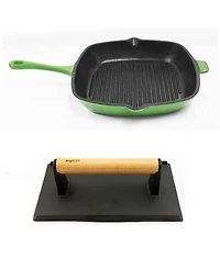 BergHOFF Neo 2pc Cast Iron 11" Grill Pan with Steak Press