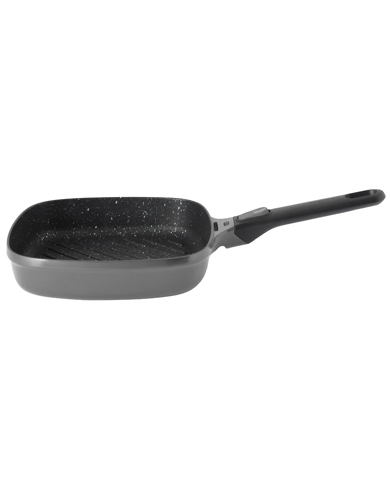 BergHOFF Gem 10" Nonstick Square Grill Pan, Detachable Handle, Grey