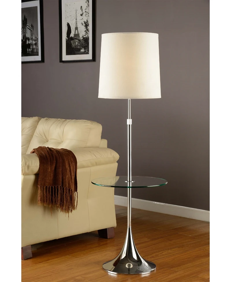 Artiva Usa Enzo Modern Adjustable 52 To 65" Floor Lamp with Tempered Glass Table