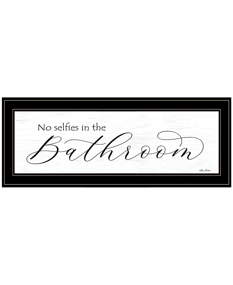Trendy Decor 4U No Selfies in the Bathroom by Lori Deiter, Ready to hang Framed Print, Black Frame, 23" x 11"