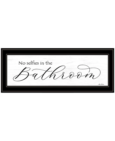 Trendy Decor 4U No Selfies in the Bathroom by Lori Deiter, Ready to hang Framed Print, Black Frame, 23" x 11"