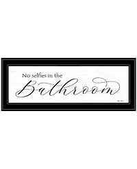Trendy Decor 4U No Selfies in the Bathroom by Lori Deiter, Ready to hang Framed Print, Black Frame, 23" x 11"