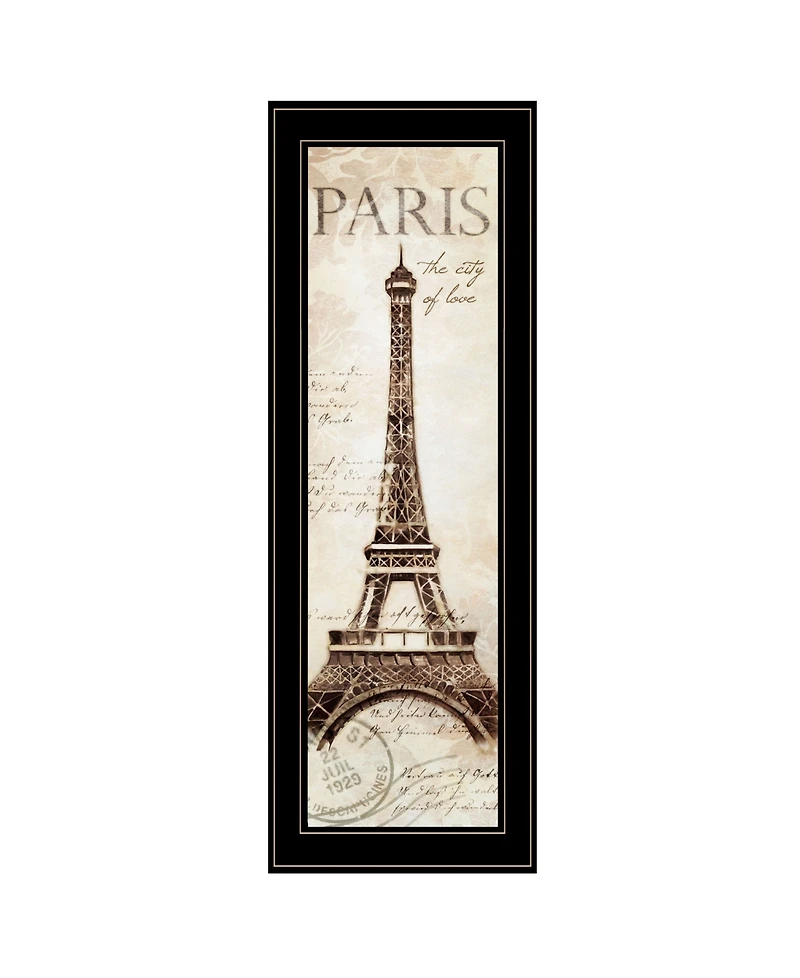 Trendy Decor 4U Paris Panel by Cloverfield Co, Ready to hang Framed Print, Black Frame, 8" x 23"