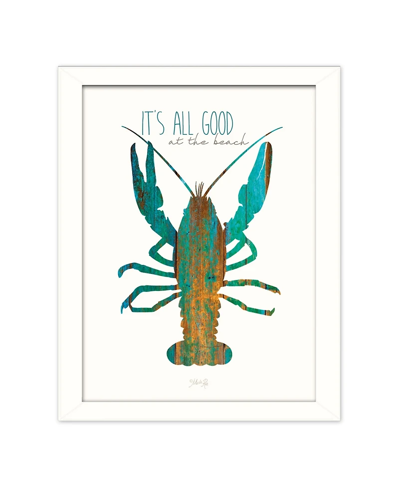 Trendy Decor 4U It's All Good at the Beach By Marla Rae, Printed Wall Art, Ready to hang, White Frame, 14" x 18"