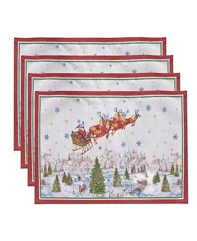 Elrene Santa's Snowy Sleighride Placemat, Set of 4