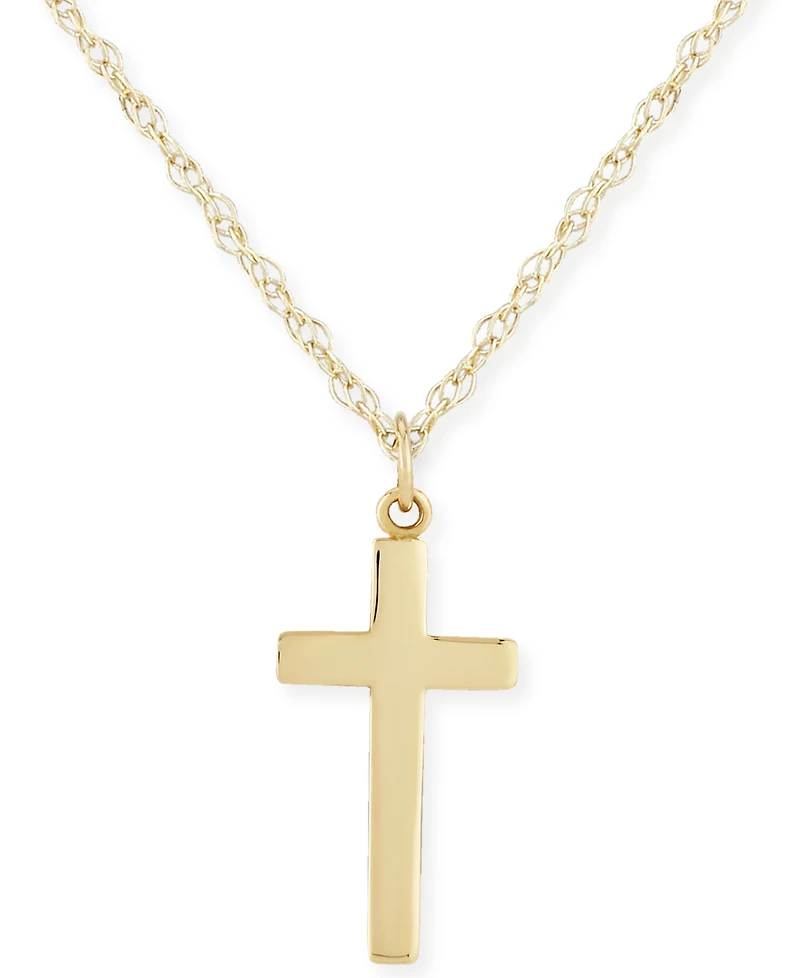 Flat Cross Necklace Set in 14k Gold