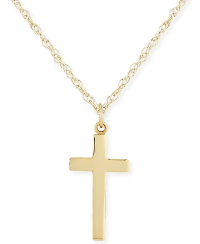 Flat Cross Necklace Set in 14k Gold