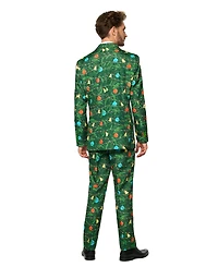 Suitmeister Men's Christmas Suit - Real Light Up Festive Outfit Slim Fit Green