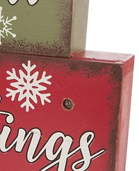 Glitzhome 11.81" Christmas Wooden Led Lighted Block Word Sign 10 Bulbs