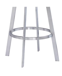 Saturn 30" Bar Height Swivel Gray Artificial leather and Brushed Stainless Steel Stool
