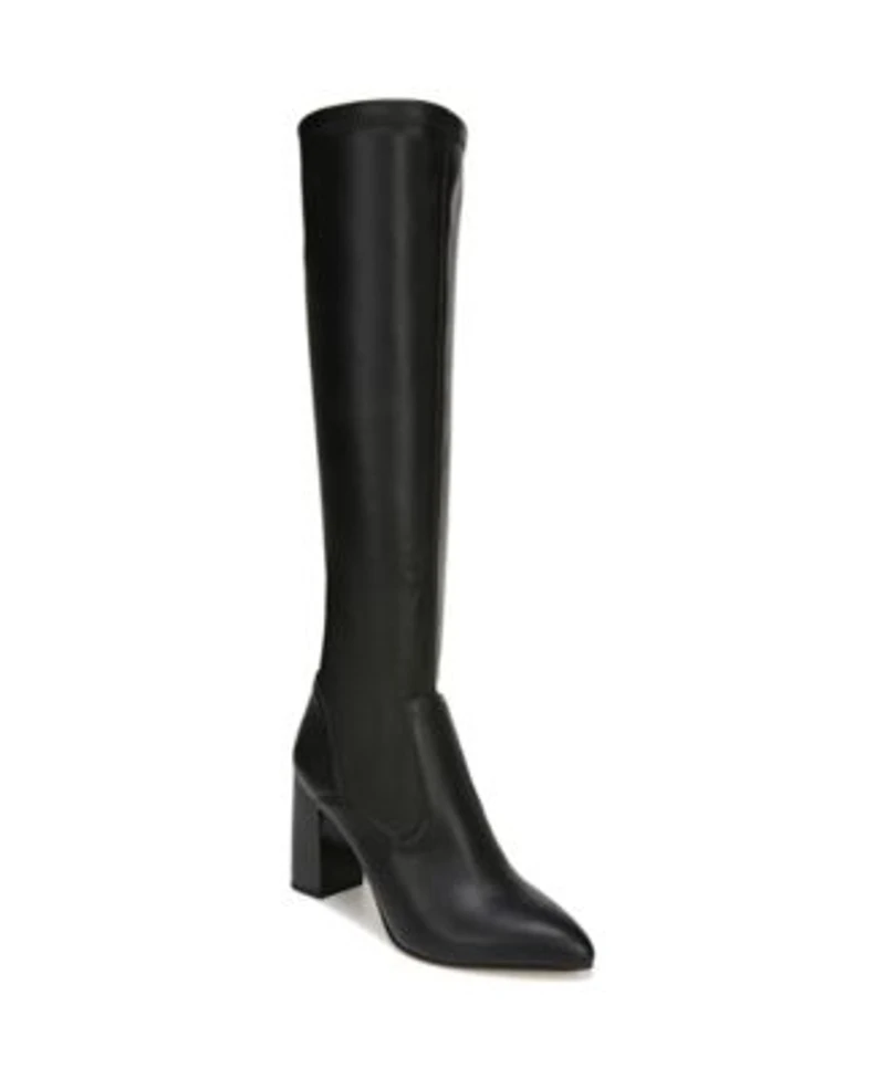 Franco Sarto Womens Katherine Block Heel Pointed Toe Knee High Boots Regular Wide Calf