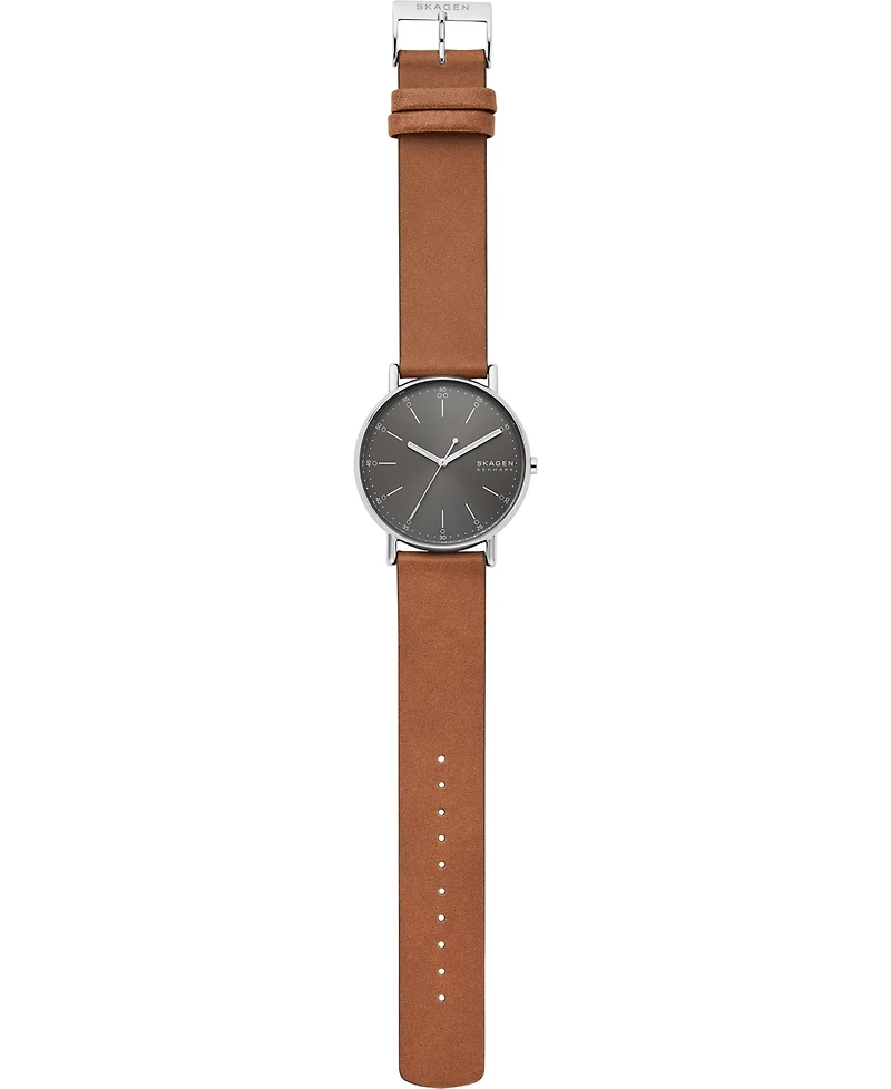 Skagen Men's Signatur Brown Leather Strap Watch 40mm