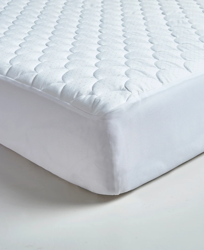 Blue Ridge Dual-Action 100% Cotton Damask Dot Mattress Pad, California King