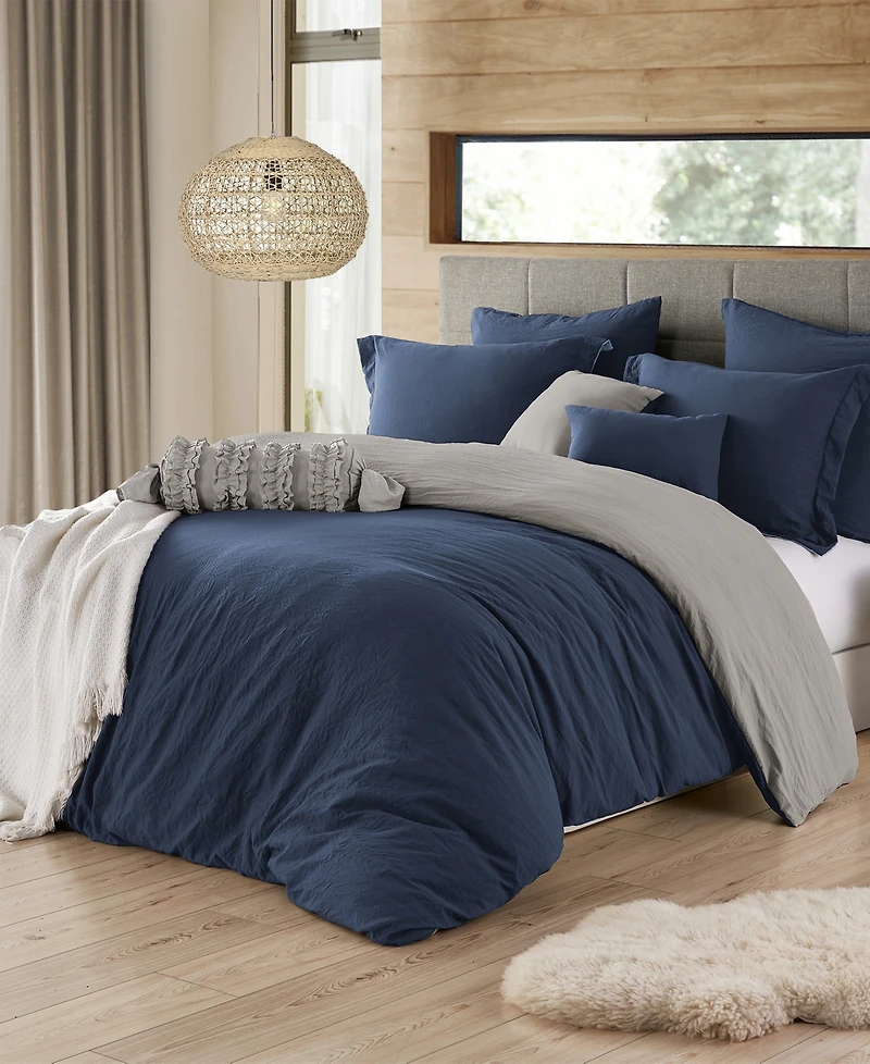 Cathay Home Inc. Ultra Soft Reversible Crinkle Duvet Cover Set, Twin/Twin Xl