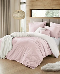 Cathay Home Inc. Ultra Soft Reversible Crinkle Duvet Cover Set, Twin/Twin Xl