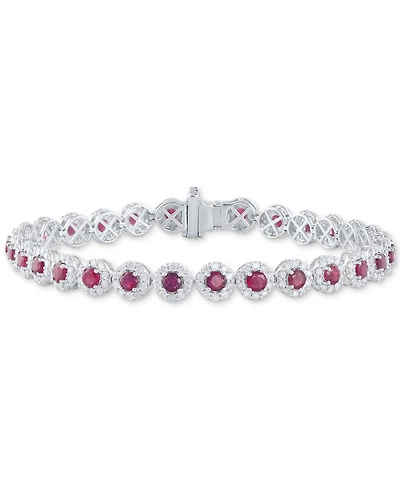Sapphire (5-1/2 ct. t.w.) & Diamond (3 t.w) Tennis Bracelet 14k White Gold (Also Ruby and Emerald)