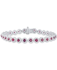 Sapphire (5-1/2 ct. t.w.) & Diamond (3 t.w) Tennis Bracelet 14k White Gold (Also Ruby and Emerald)