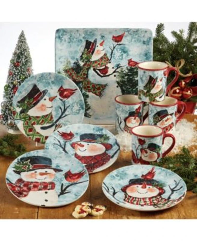 Certified International Watercolor Snowman Dinnerware Collection