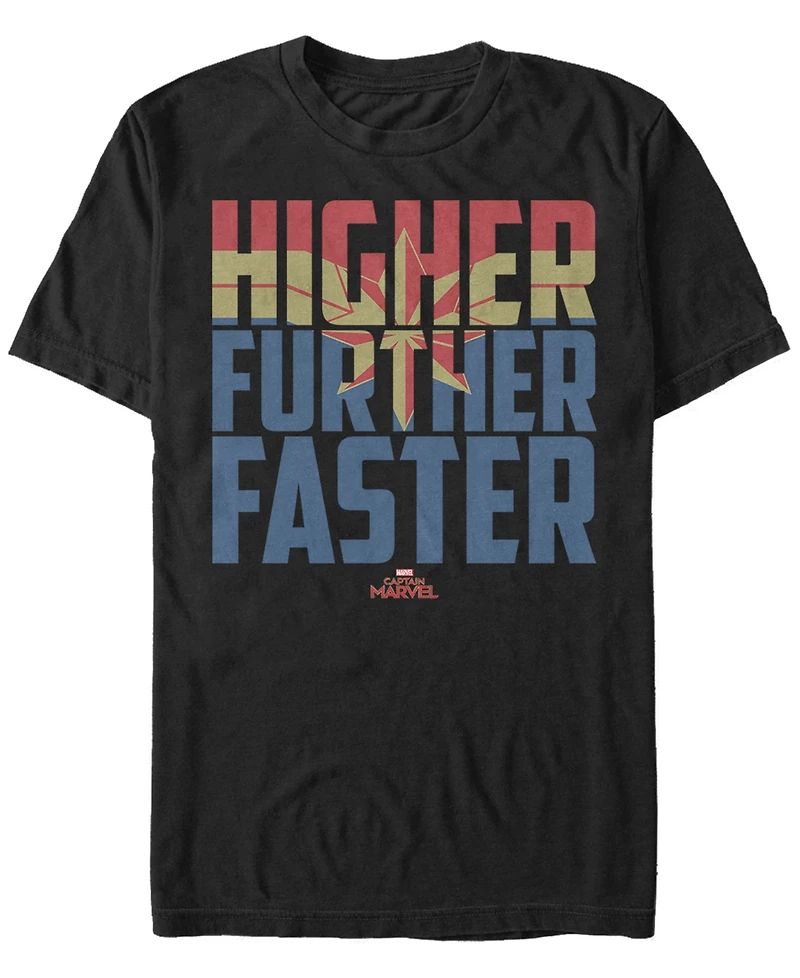 Marvel Men's Captain Higher Further Faster Quote, Short Sleeve T-shirt