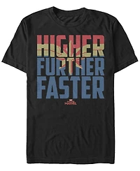Marvel Men's Captain Higher Further Faster Quote, Short Sleeve T-shirt