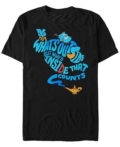 Disney Men's Aladdin Genie Out Bottle Quote, Short Sleeve T-Shirt