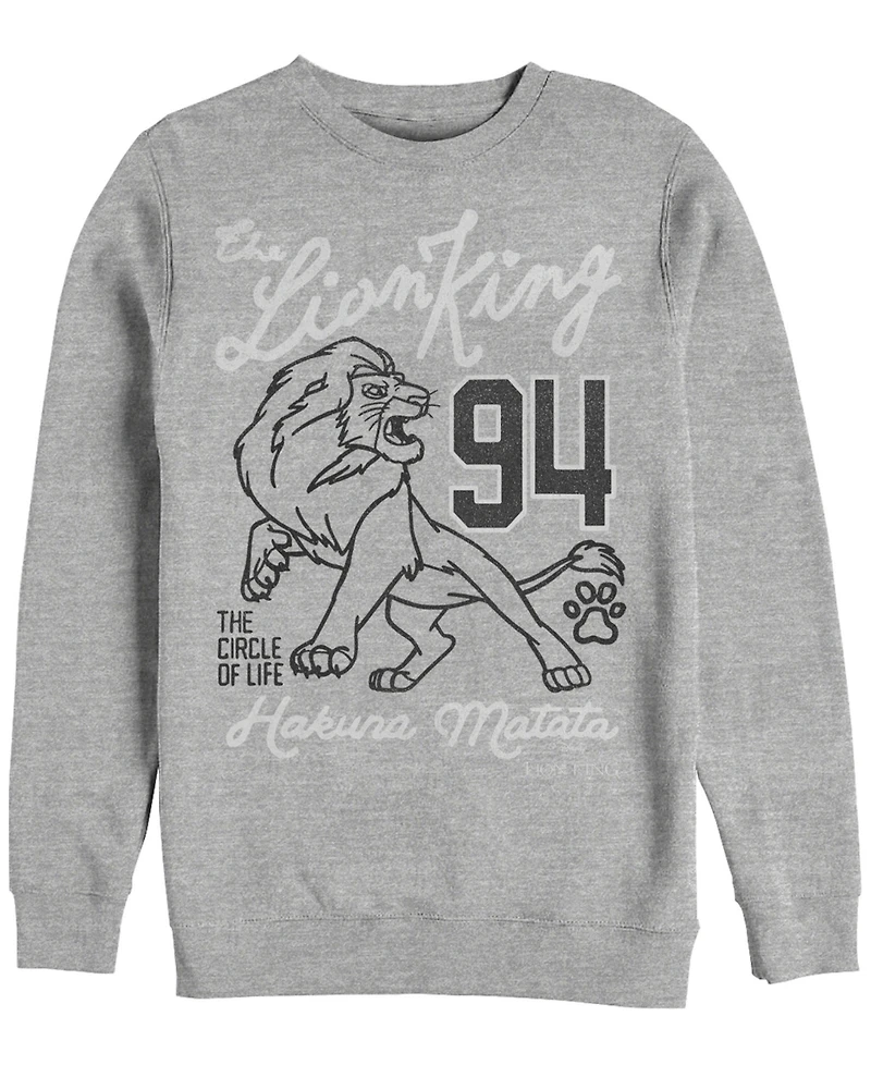 Disney Men's Lion King Simba Collegiate 94, Crewneck Fleece