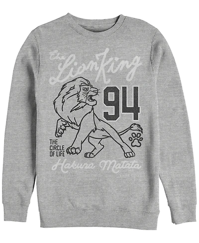 Disney Men's Lion King Simba Collegiate 94, Crewneck Fleece