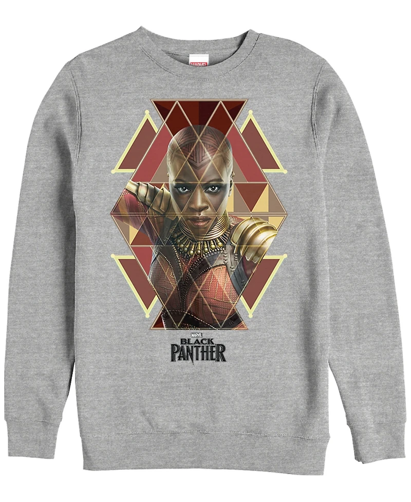 Marvel Men's Black Panther Okoye Geometric Portrait, Crewneck Fleece