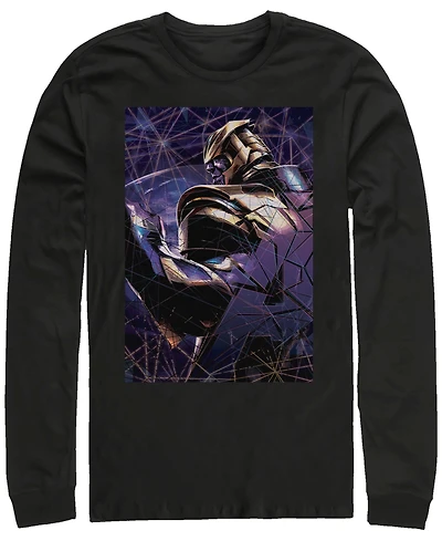 Marvel Men's Avengers Endgame Thanos Galaxy Shattered Glass, Long Sleeve T-shirt