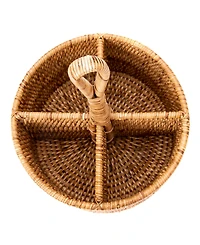 Artifacts Rattan 4 Section Caddy and Cutlery Holder